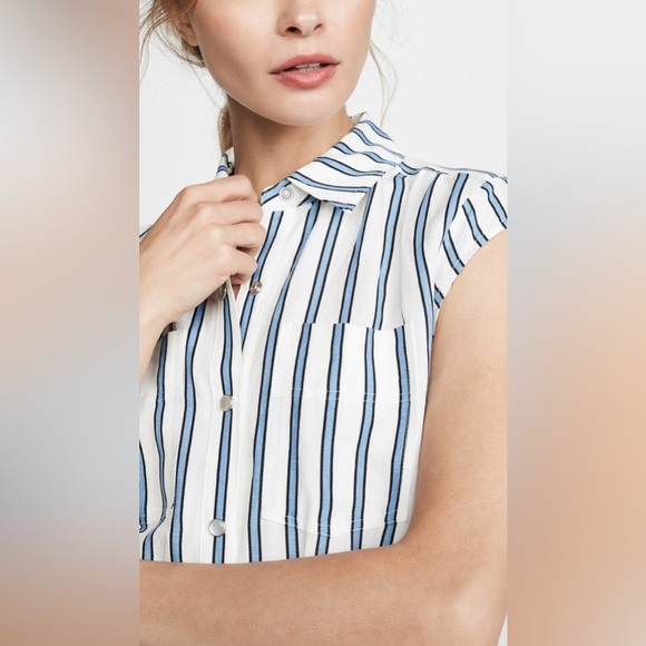 Derek Lam 10 Crosby Striped Tie Waist Shirt Dress Size 8 - Picture 3 of 7